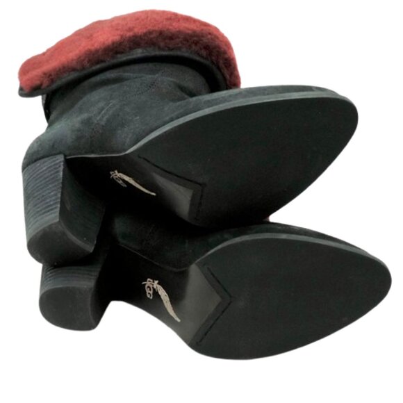 UGG~Layna Shearling Lined Foldable Cuff Black Nubuck Heel Boot Shoes IOB SIZE 8 - Picture 4 of 8